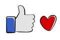 Simple Doodle, Hand Draw Sketch, Thumb Up and Like or Love Royalty Free Stock Photo