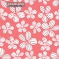 Doodle hand drawing white flowers on pastel pink background vector seamless background idea for textile fabric printing Royalty Free Stock Photo