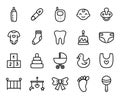 Doodle hand drawn baby related icons collection isolated on white background vector illustration Royalty Free Stock Photo