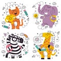 doodle hand drawn back school vector illustration stickers Royalty Free Stock Photo