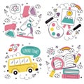 doodle hand drawn back school vector illustration stickers Royalty Free Stock Photo