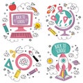 doodle hand drawn back school vector design stickers Royalty Free Stock Photo