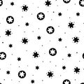 Doodle hand drawn black star pattern.