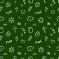 doodle hand drawn for back to school concept isolated on green board school seamless pattern background Royalty Free Stock Photo