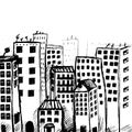 Doodle Hand drawn city view