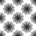 Doodle hand drawn flowers geometry.monochrome. Vector seamless minimalistic pattern. Infinite pattern for Wallpaper, fill patterns
