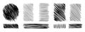 Doodle hand drawn hatching texture lines set. hatched strikethrough rectangle shapes. Diagonal, vertical, or parallel Royalty Free Stock Photo