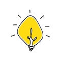 Doodle hand drawn of light bulb icon. Symbol of idea, creativity, innovation, inspiration Royalty Free Stock Photo