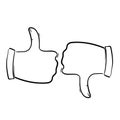 Doodle hand drawn like dislike icon in cartoon style Royalty Free Stock Photo