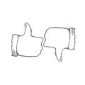 Doodle hand drawn like dislike icon in cartoon style Royalty Free Stock Photo