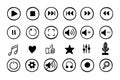 Doodle hand drawn music icons set. Sketch style buttons. Media player elements. Royalty Free Stock Photo
