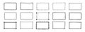 doodle hand drawn rectangle frames set. rectangle shape. Scribble pencil square empty text box. Line border design Royalty Free Stock Photo