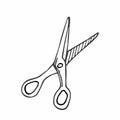 doodle hand-drawn scissors open school black and white doodle style