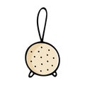 Doodle hand drawn sifting dish. Beige sieve