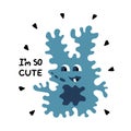 Doodle, hand drawn, strange creature, cute monsters. Text - I am so cute. Royalty Free Stock Photo