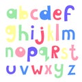 Doodle hand drawn style outline colorful letters of English alphabet Royalty Free Stock Photo