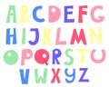 Doodle hand drawn style outline colorful letters of English alphabet Royalty Free Stock Photo