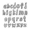 Doodle hand drawn vector cute isolated font