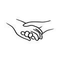 doodle hand of lover holding each other vector illustration sketch hand drawn with black lines isolated on white background Royalty Free Stock Photo