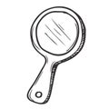 Doodle hand mirror drawing with cartoon style vector