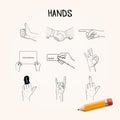 Doodle Hand movements. Vector hand drawn icons Royalty Free Stock Photo