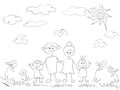 Doodle happy family background