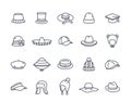 Doodle hats and caps icons vector set