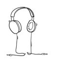 Doodle headset earphone illustration handdrawn doodle style