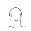 Doodle headset earphone illustration vector