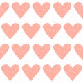 Doodle heart seamless background. Abstract childish pink heart