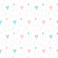 Doodle heart seamless pattern background.