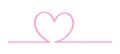 Doodle heart shape in a line pink isolated on white, pink heart shape on line strip row, heart shape art line sketch brush for Royalty Free Stock Photo