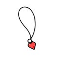 Doodle heart shape pendant isolated on white background