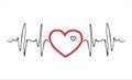 Doodle heartbeat, love, red heart Royalty Free Stock Photo