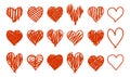 Doodle hearts isolated on white bakground set Royalty Free Stock Photo