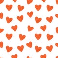 Doodle hearts seamless vector pattern. Hand drawn cute striped heart shapes repeating background. Valentines day Royalty Free Stock Photo