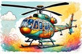 Doodle helicopter in impressionist style