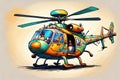 Doodle helicopter in impressionist style