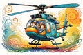 Doodle helicopter in impressionist style