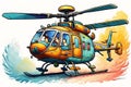 Doodle helicopter in impressionist style