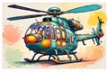 Doodle helicopter in impressionist style