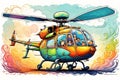 Doodle helicopter in impressionist style