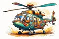 Doodle helicopter in impressionist style