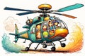 Doodle helicopter in impressionist style