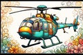 Doodle helicopter in impressionist style