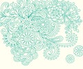 Doodle Henna Abstract Flowers Vector