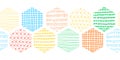 Doodle Hexagon Seamless vector border. Colorful abstract Geometric Honeycomb Shapes repeating horizontal kids pattern. Stylish