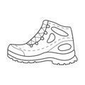 Doodle Hiking shoes. A blue shoe for tourist trips with a special tread on the sole. Equipment for tourism, travel