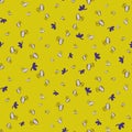 Doodle bees seamless vector pattern on yellow