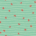 Doodle stripes and hearts seamless vector pattern Royalty Free Stock Photo